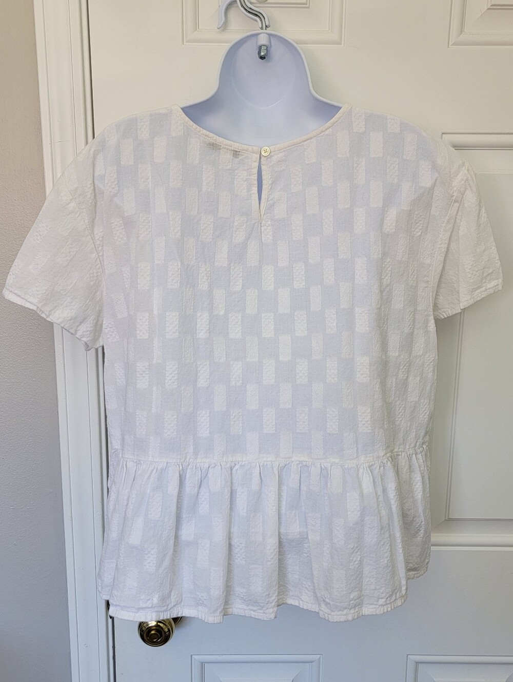 Madewell Medford Jacquard Peplum Blouse White Flutter Sleeves Textured Size M - Picture 5 of 10